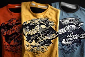 create linocut t shirt design for brands