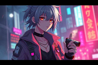 design anime character , cyberpunk character