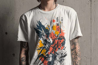 draw a japanese t shirt illustration