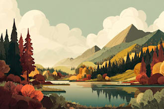 draw professional vector landscape illustration