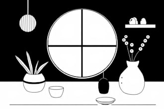 draw minimalist black and white illustrations