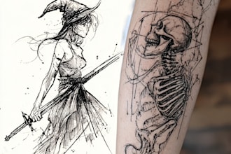 design your tattoo in a sketchy style