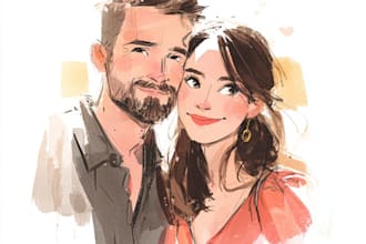 design couple portrait wedding portrait illustration
