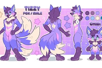 draw custom furry ref sheet fursona reference sheet nsfw oc ref sheet for fusuit
