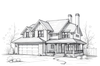 draw a sketch of a house portrait or building illustration
