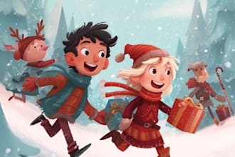 draw christmas kids book illustrations and kids