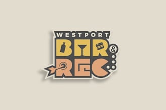 design game arcade bar fun colorful retro logo