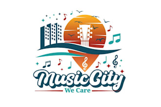 create high quality and beautiful guitar logo design