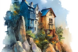 draw original watercolor landscape or architecture art