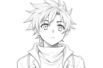 draw sketch and colored anime manga character