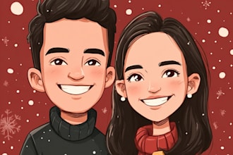 draw awesome cartoon caricature for gift, christmas card