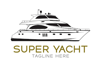 design a clean and modern boat logo with sea and anchor details