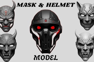 create printable 3d cosplay helmet, 3d mask, futuristic helmet, stl, 3d helmet
