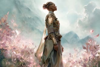 paint stunning fantasy world and hero illustration
