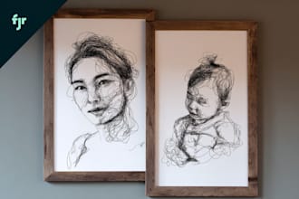 design scribble art, abstract line portrait
