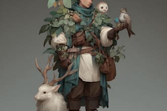paint a character illustration in a fantasy world