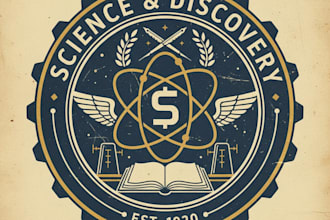 design a creative vintage science logo with classic and intelligent style