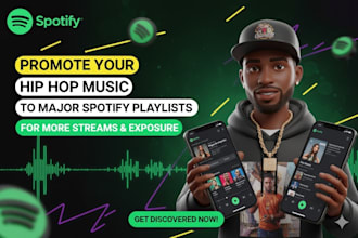 promote your hip hop music to major spotify playlists for more streams ,exposure