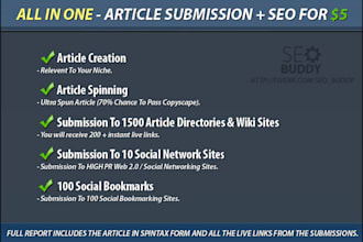 create an article and submit it to article directories, wiki and web 20 sites