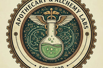 design a creative vintage laboratory logo with classic scientific style