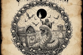 hand draw a corpse style grind logo