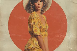 draw vintage retro, modern album cover art