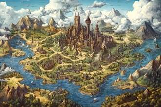 design 2d board game map custom vector map fantasy map