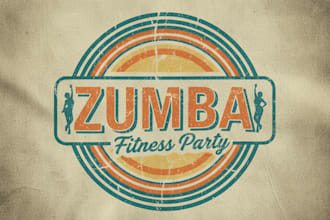 design a vintage zumba logo with energetic retro vibes