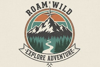 design a vintage hiking logo with adventure and retro style