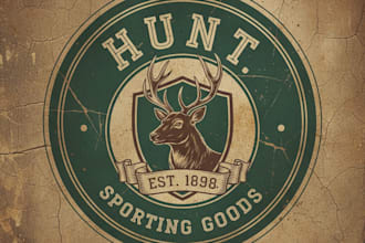 design a vintage hunt logo with classic outdoor style