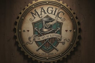 design a vintage magic logo with enchanting retro style
