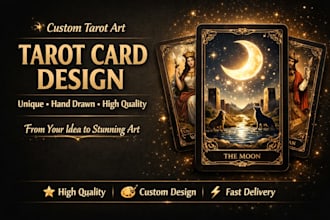 draw custom tarot card, oracle and playing card illustration