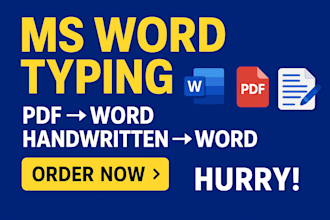 do fast ms word typing from PDF, documents