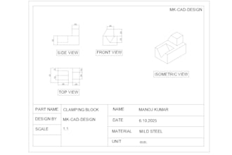 create 2d 3d mechanical part drawing in autocad professionally