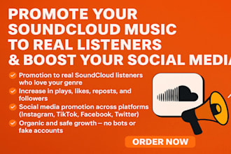 promote soundcloud music to real listeners, boost social media