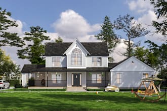 do exterior home design and architectural rendering with sketchup 3d model