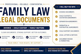 draft divorce, child custody and family law legal documents