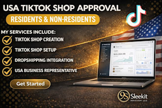 create USA tiktok shop, setup tiktok shop, tiktok shop business representative