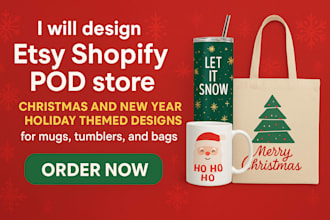 design etsy shopify pod store christmas and newyear holiday themed designs