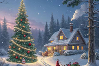 create christmas themed illustration for you