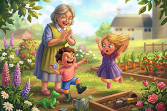 draw children story book illustration and children book illustration