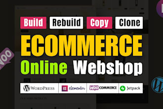 build, rebuild wordpress ecommerce website by woocommerce webshop