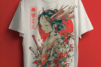 draw a japanese t shirt illustration
