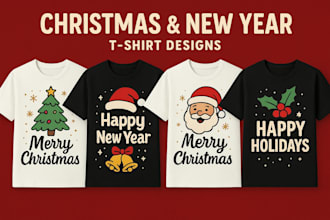 design etsy shopify pod store christmas and newyear holiday themed designs