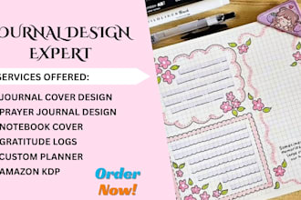 design a unique journal for amazon KDP gratitude logs notebook cover etsy