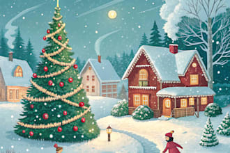 make a christmas themd illustration