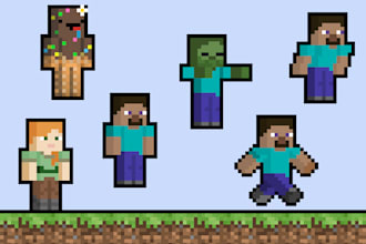 turn your minecraft skin into a pixel art animated character sprite sheet