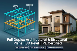 create full architectural and structural duplex plans with 3d revit