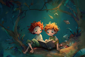 do children story book illustration and children book cover