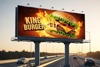 create digital billboard design for restaurant real estate truck roll up banner